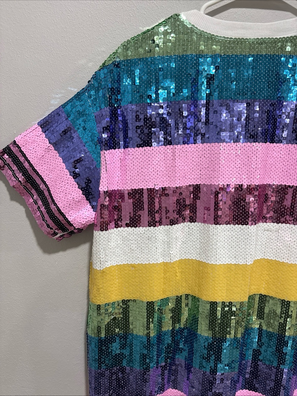 Simply Southern Birthday Girl Sequin Dress Women’s Size S/M Multi Color Striped - Picture 9 of 16